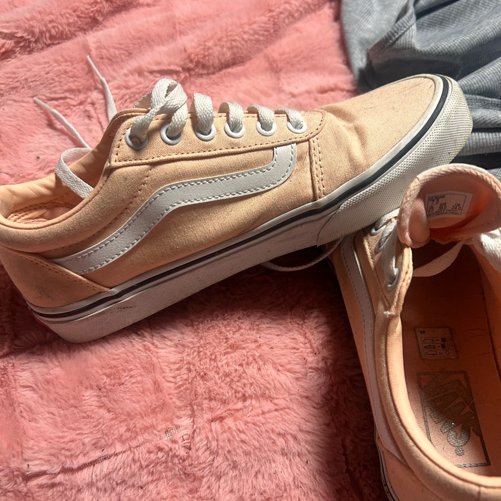 Vans Coral and White Canvas Sneakers